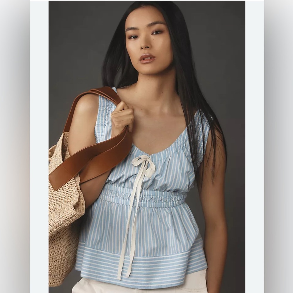 Anthroplogie Blue Striped Sleeveless Top